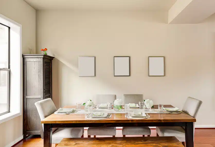 dining room table detail in new home